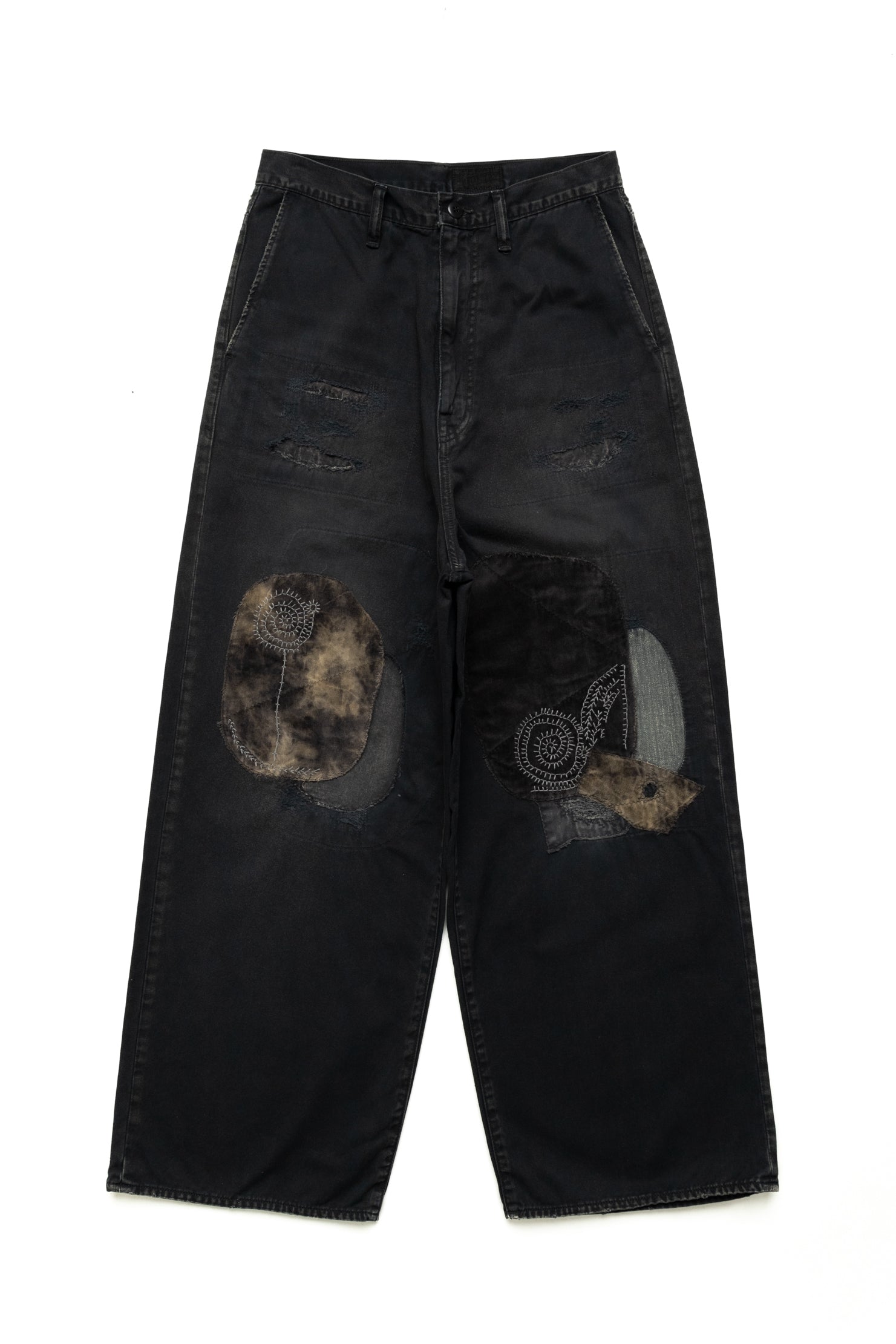 KATSURAGI Cotton PORT Baggy Pants (HIPPIE Champetre Remake) - Black