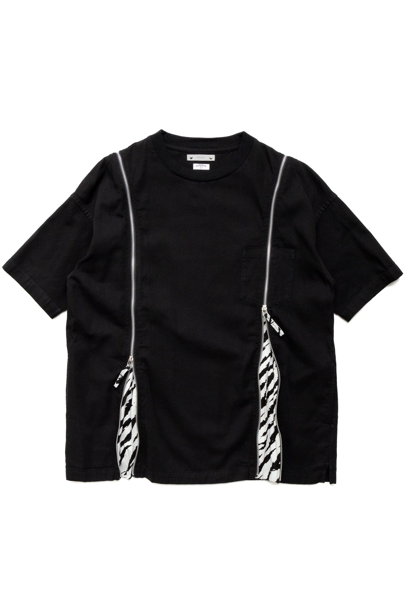 OLD PARK x MINEDENIM Zip Wide Denim T-Shirt Animal - Black