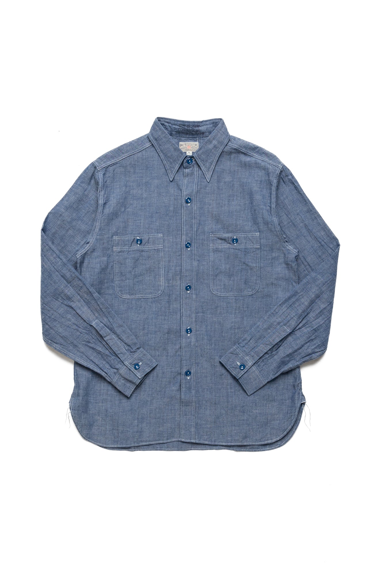 Buzz Rickson's Blue Chambray Work Shirt (Long Sleeve) – BLUE IN 