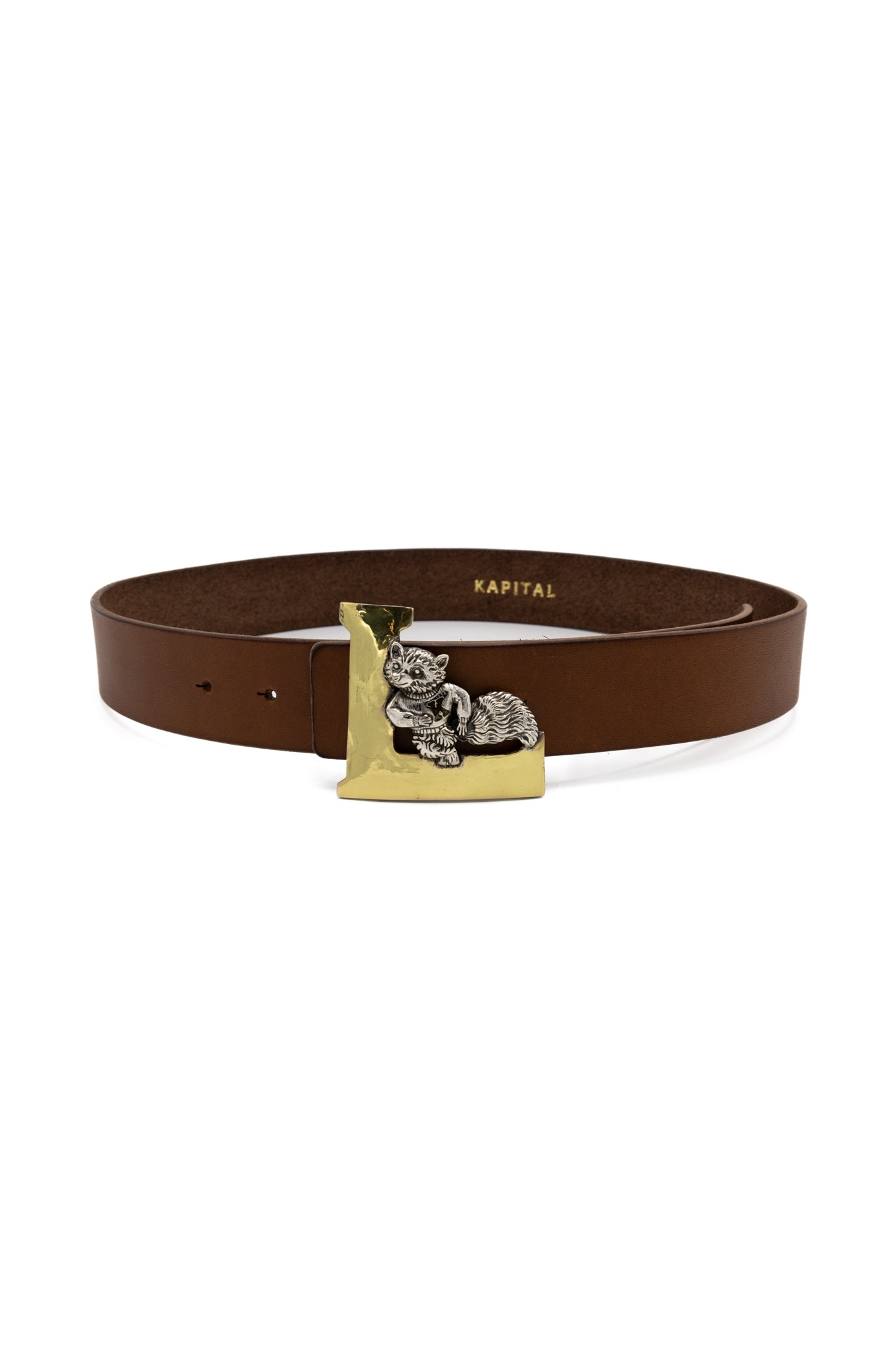 Dark Brown Suede Belt, Soho Buckle (Gold)