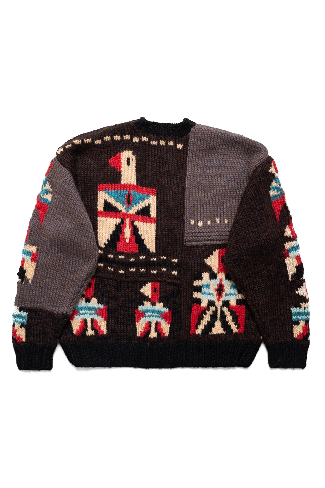 Hand Knit Santo Domingo Cowichan Crew Sweater - Charcoal