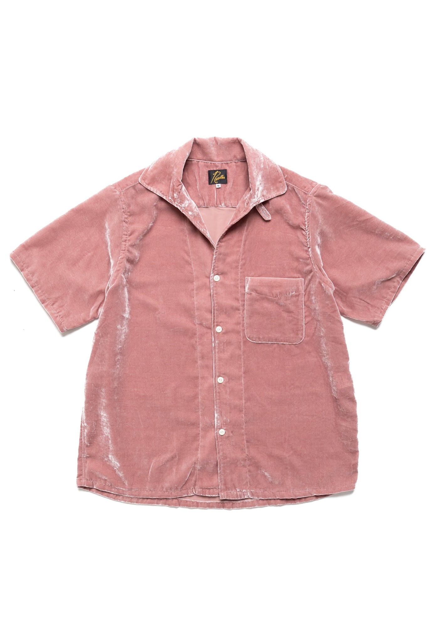 Italian Collar S/S Shirt PE/R Velvet - Pink