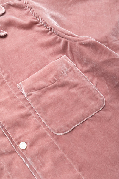 Italian Collar S/S Shirt PE/R Velvet - Pink