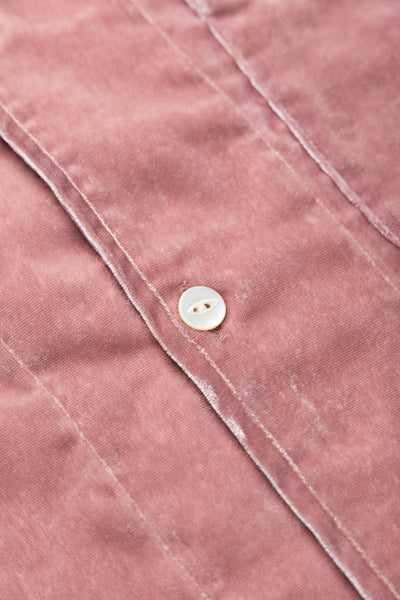 Italian Collar S/S Shirt PE/R Velvet - Pink