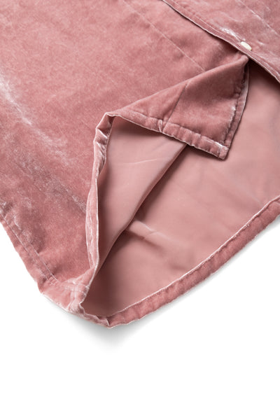 Italian Collar S/S Shirt PE/R Velvet - Pink