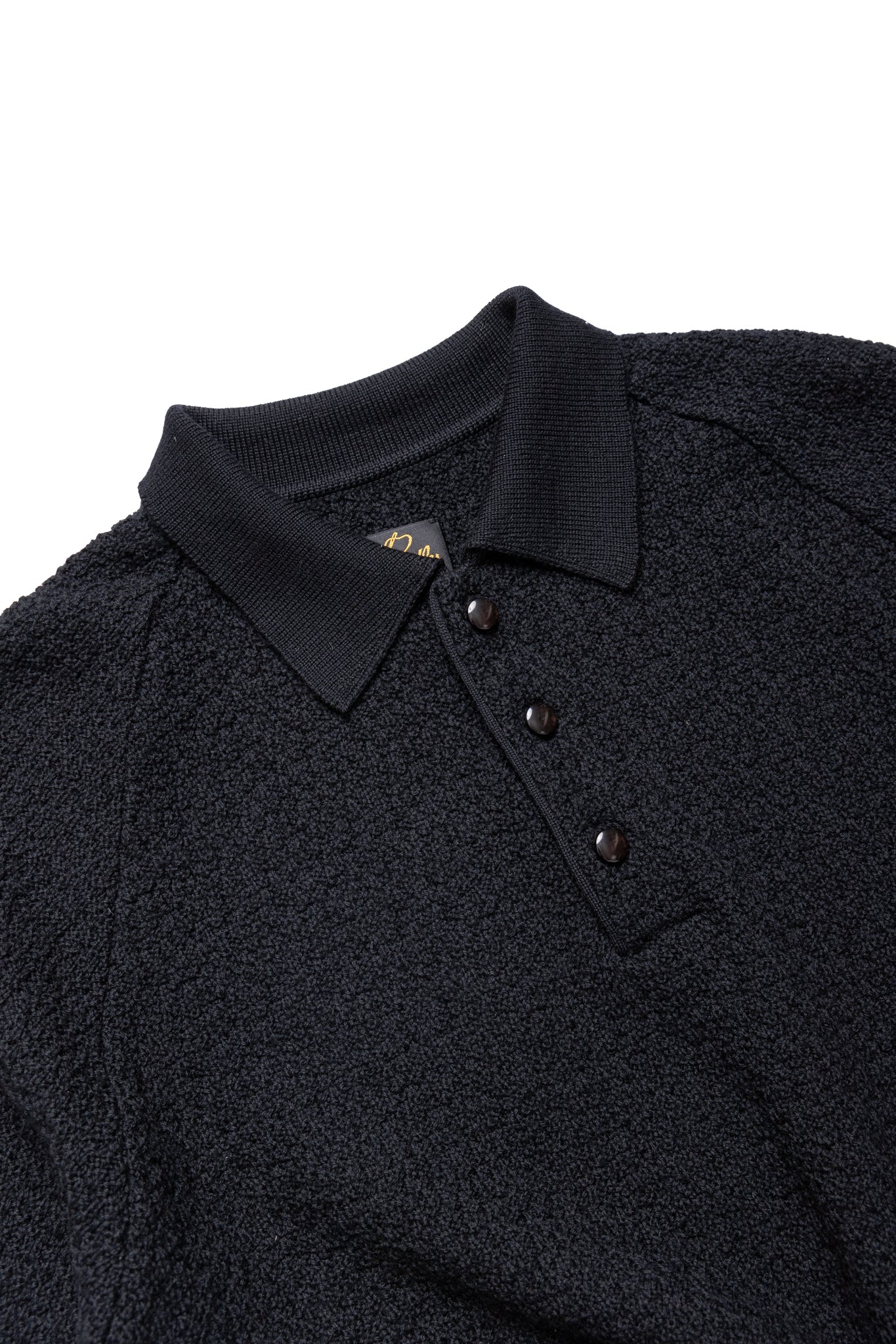 S/S Polo Sweater Merino Wool Knit - Black