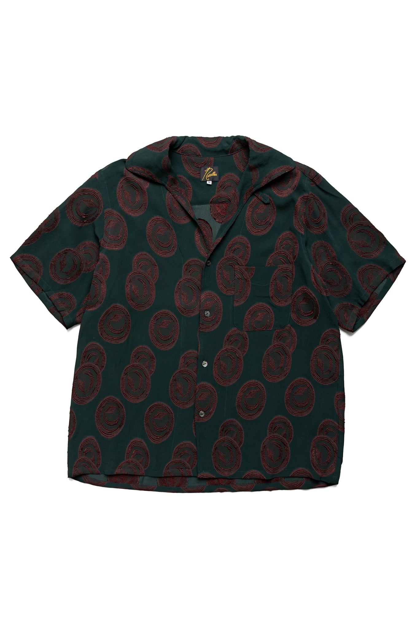 Italian Collar S/S Shirt R/PE Ring Cut Jq - Green/Bordeaux