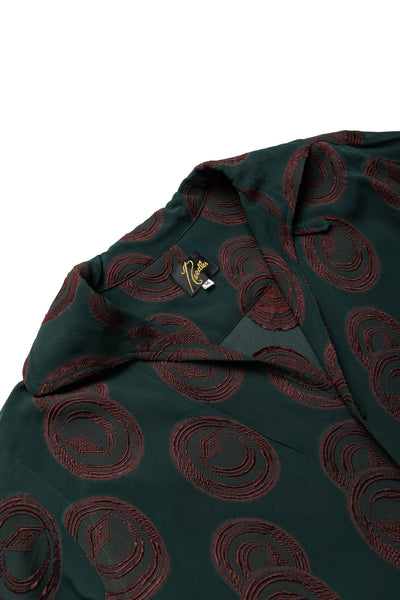 Italian Collar S/S Shirt R/PE Ring Cut Jq - Green/Bordeaux