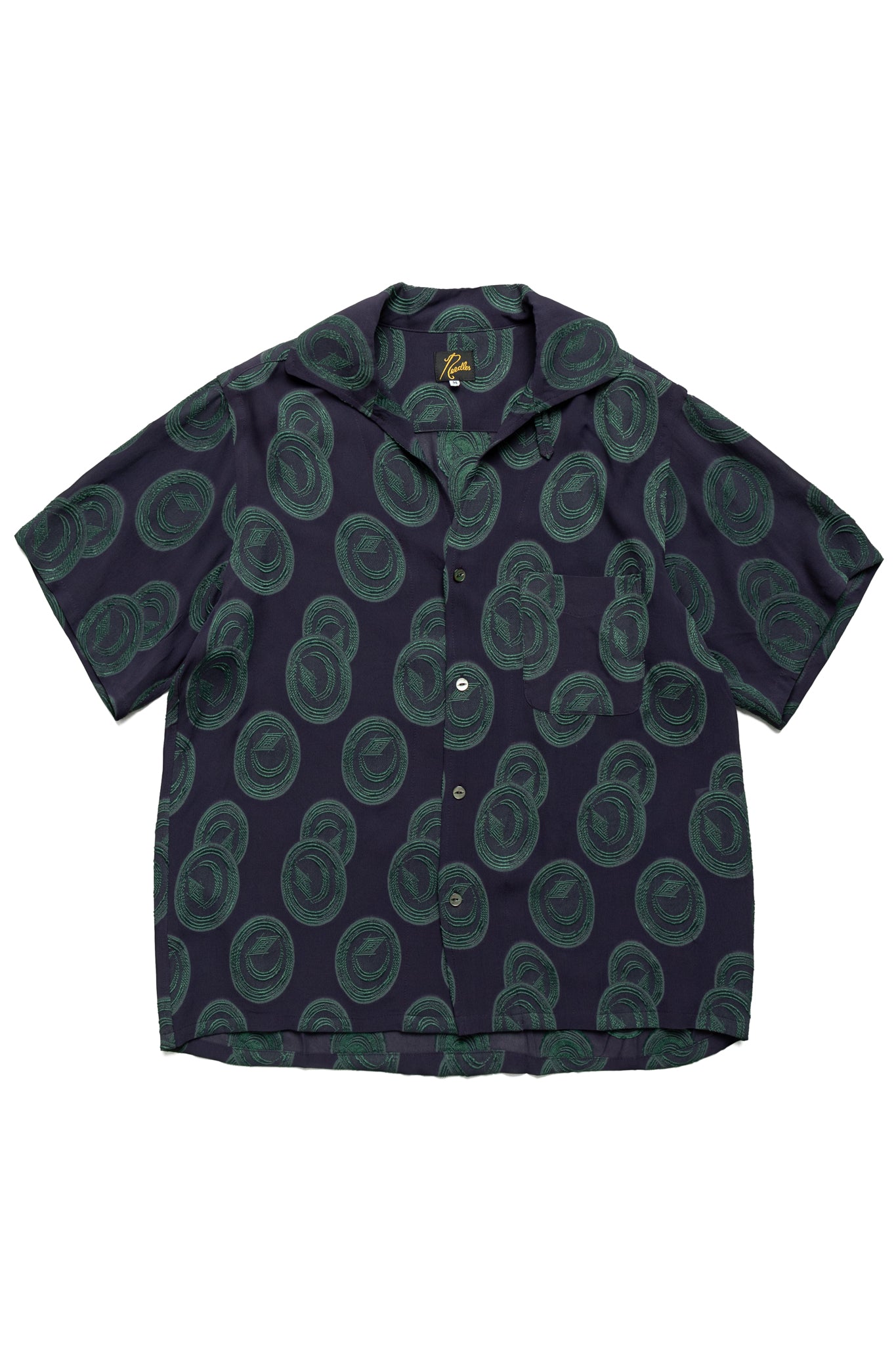 Italian Collar S/S Shirt R/PE Ring Cut Jq - Purple/Green