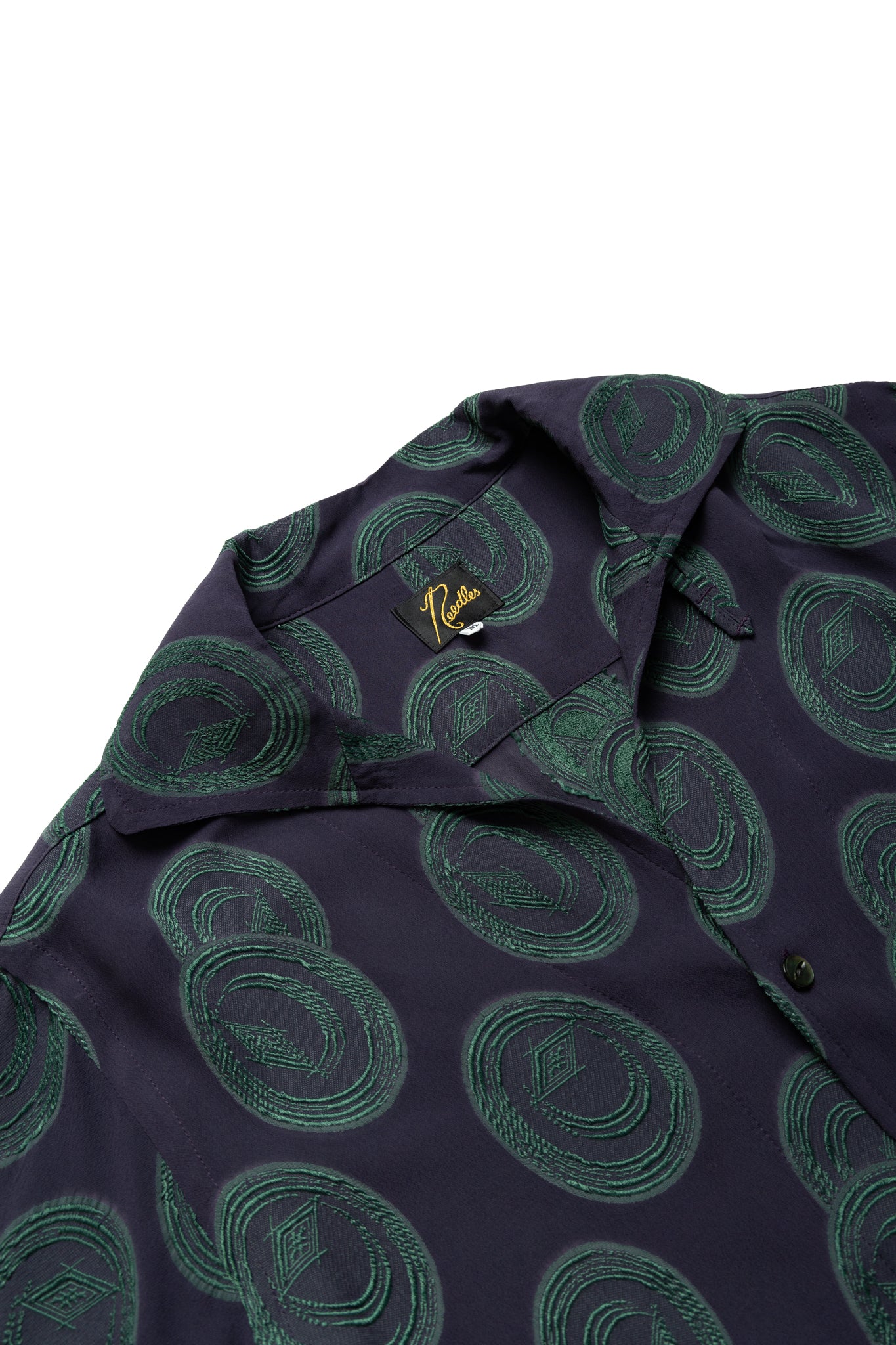 Italian Collar S/S Shirt R/PE Ring Cut Jq - Purple/Green