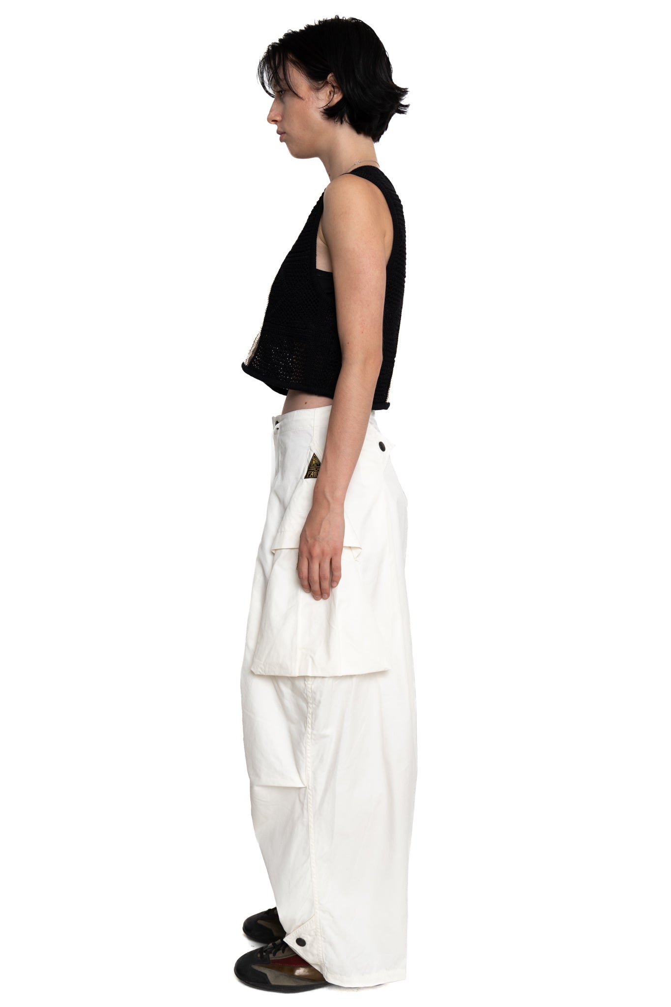 Combed Gabergine AOZAI Cargo Pants - White