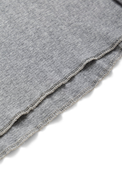 Smooth Drop Needle Rib Knit L/S Henley - Heather Grey