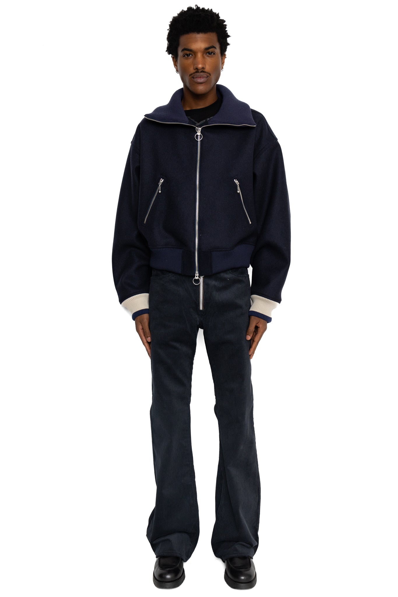 Flannel ZIP Beacon Blouson - Navy