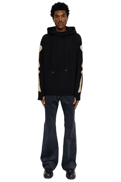 5G Wool BONE Hood Sweater - Black