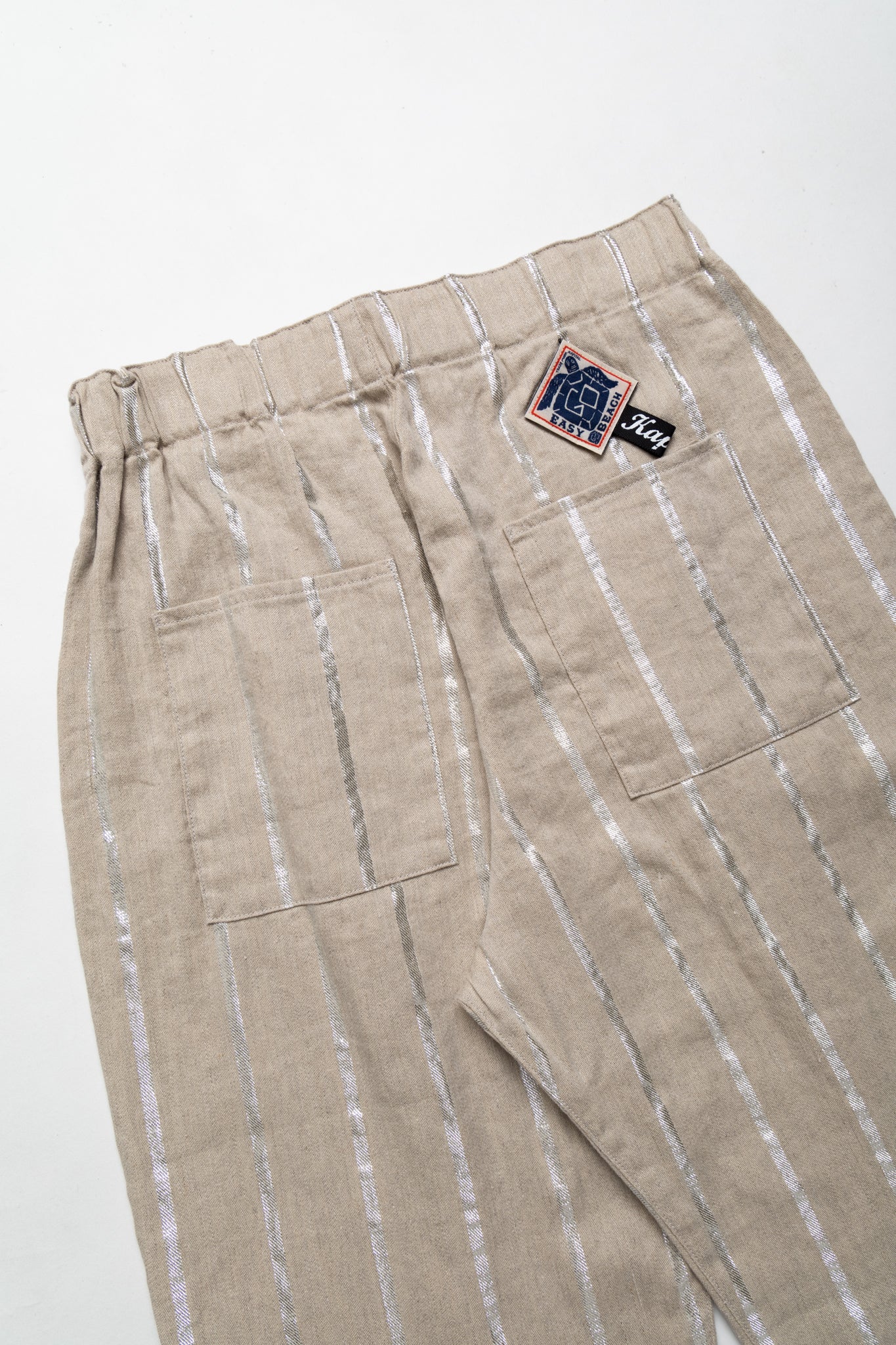 Linen Glitter PHILLIES Stripe EASY BEACH GO Pants - Ecru