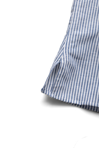 S/S Beach Shirt - Blue Stripe Linen