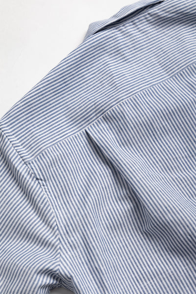 S/S Beach Shirt - Blue Stripe Linen