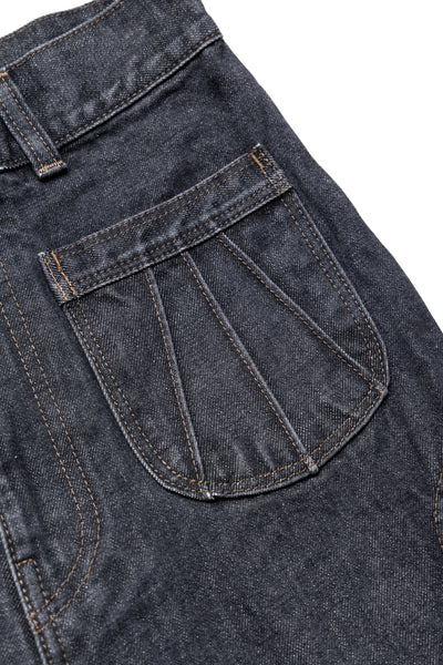 14oz Black Denim FREE WHEEL Flare Pants