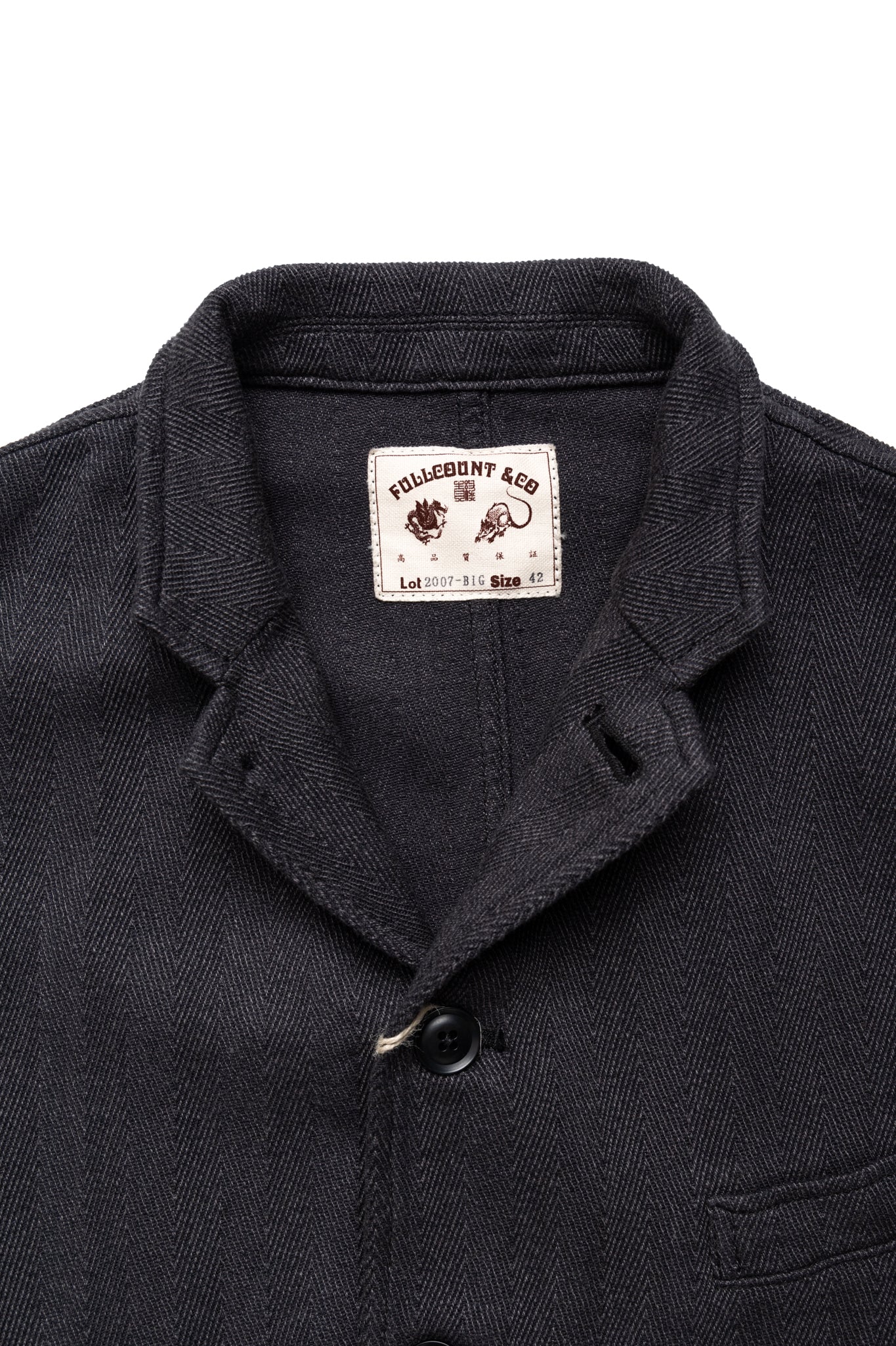 2007-BIG Cotton Herringbone Jacket - Charcoal Grey (Blue in Green Exclusive)