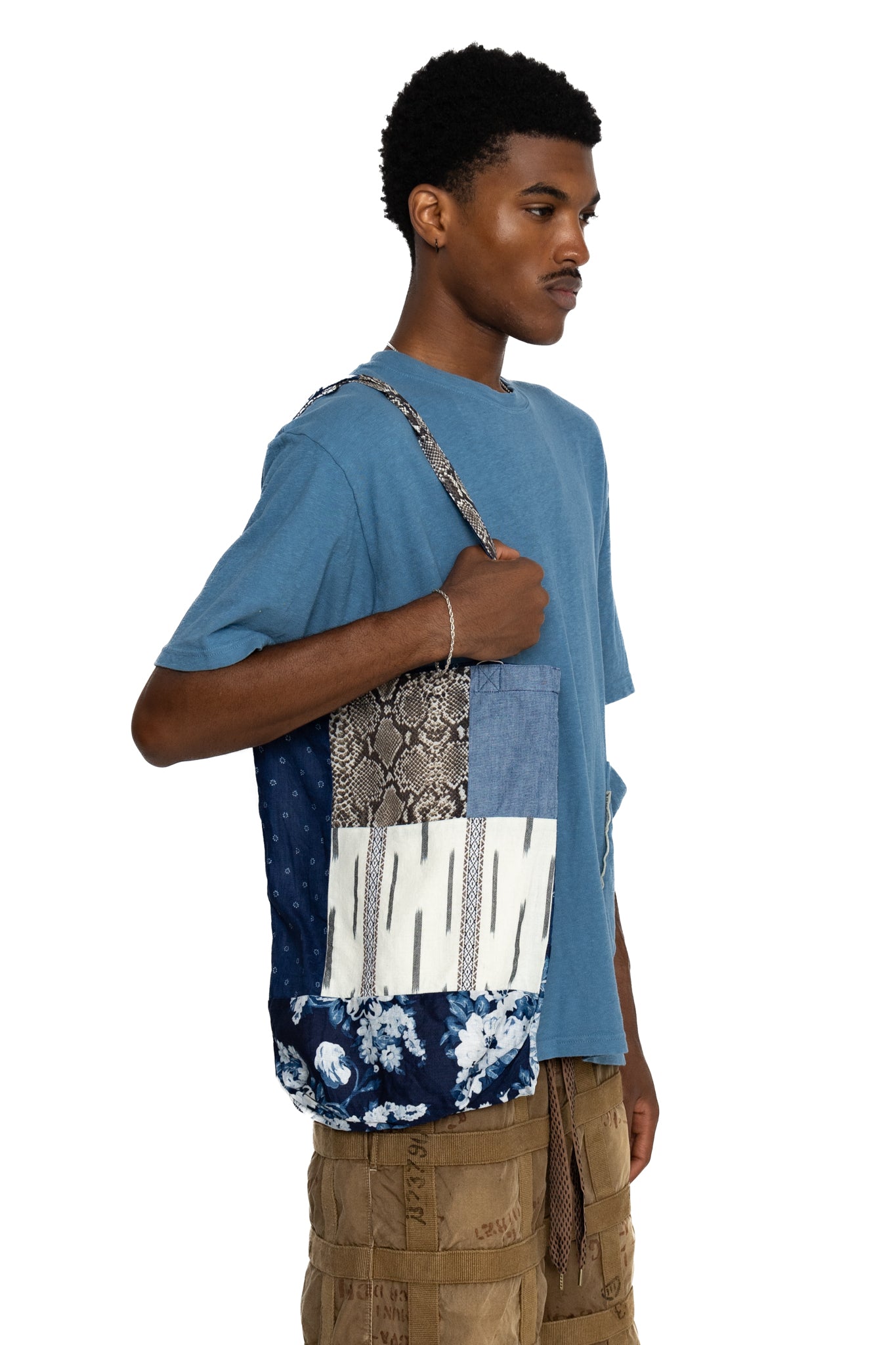 Patchwork NOVEL Tote Bag - Indigo