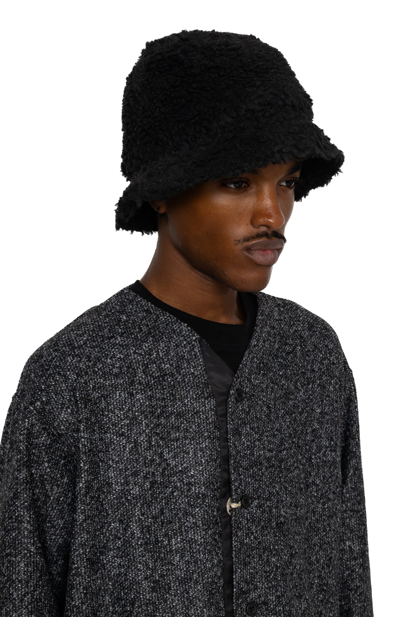 Bucket Hat Polyester Shearling - Black