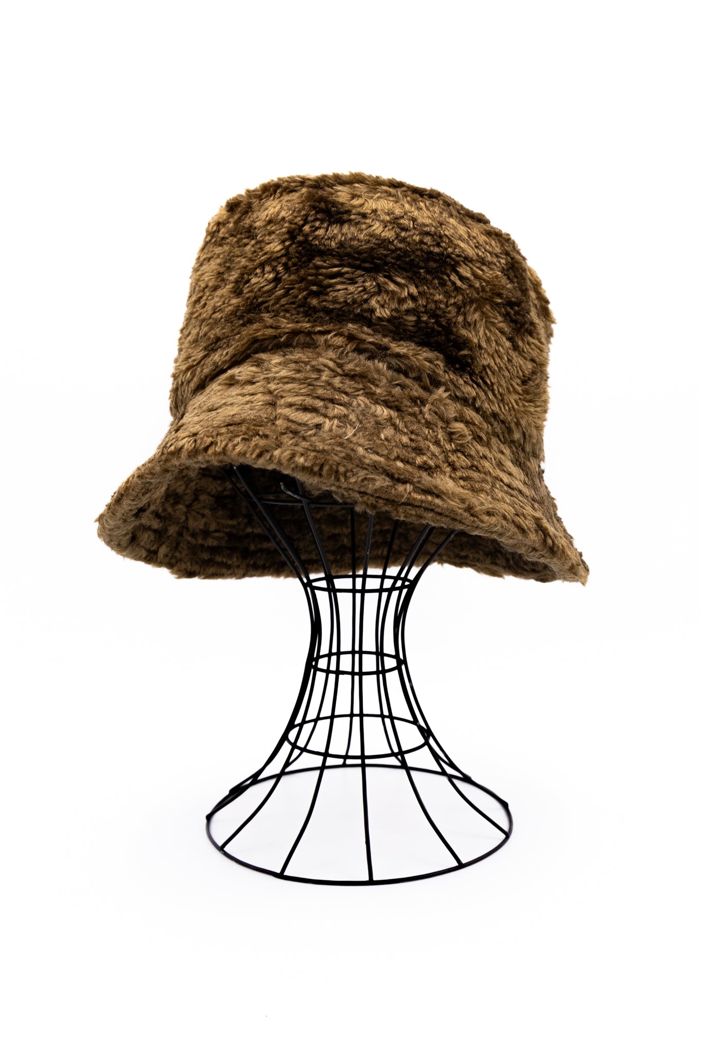 Bucket Hat Acrylic Curly Fur - Brown