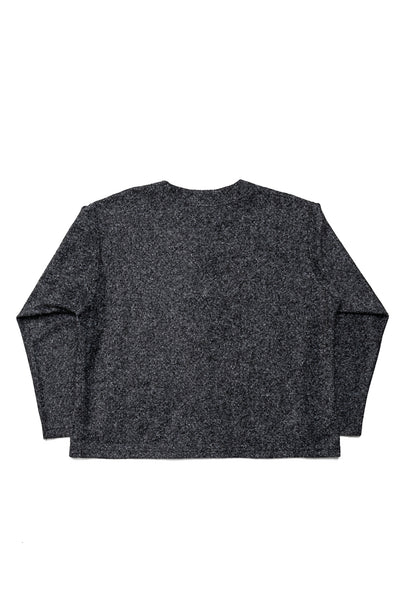 Knit Cardigan Wool Poly Melange Knit - Charcoal