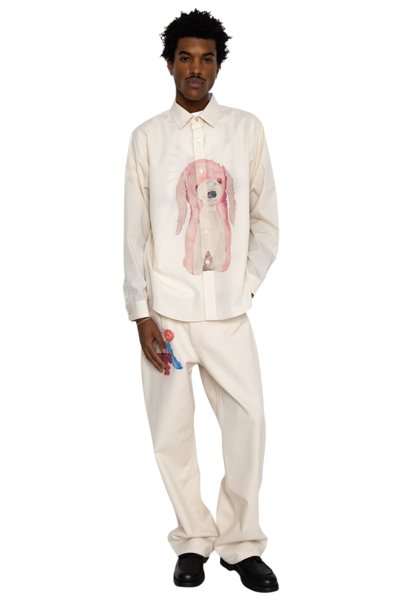 Hand Illustrated Dress Shirt Stuffed Dog