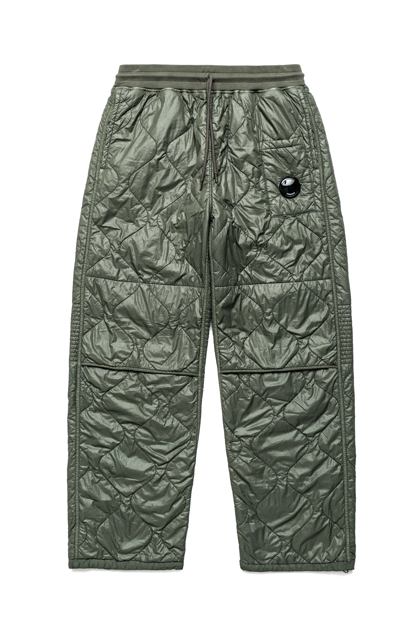 Diagonal Raised Fleece Mixed Quilted Sweatpants - Front View