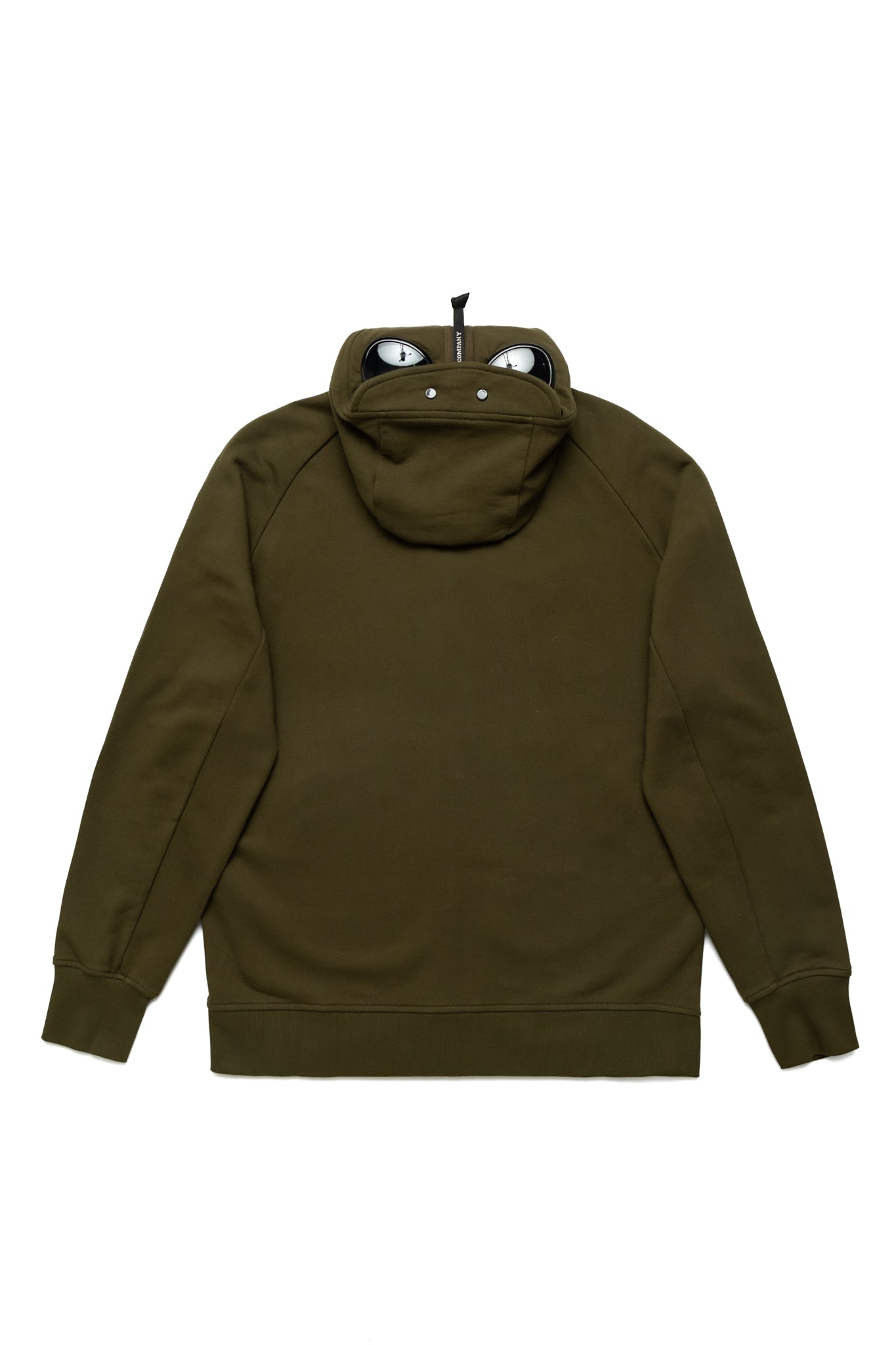 Diagonal Raised Fleece Goggle Zipped Hooded Sweatshirt - Ivy Green