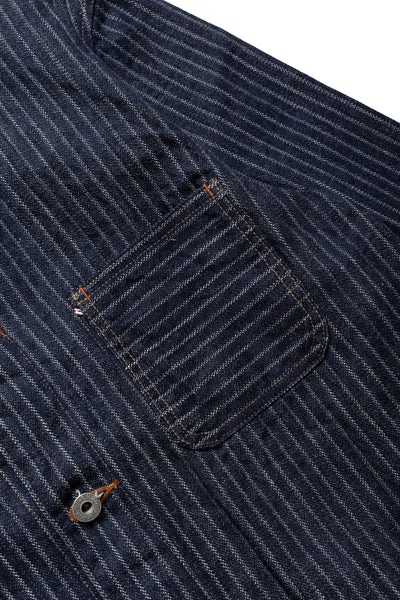 03501-HJS Drop-Needle Stitching Jacquard Striped Denim Coverall