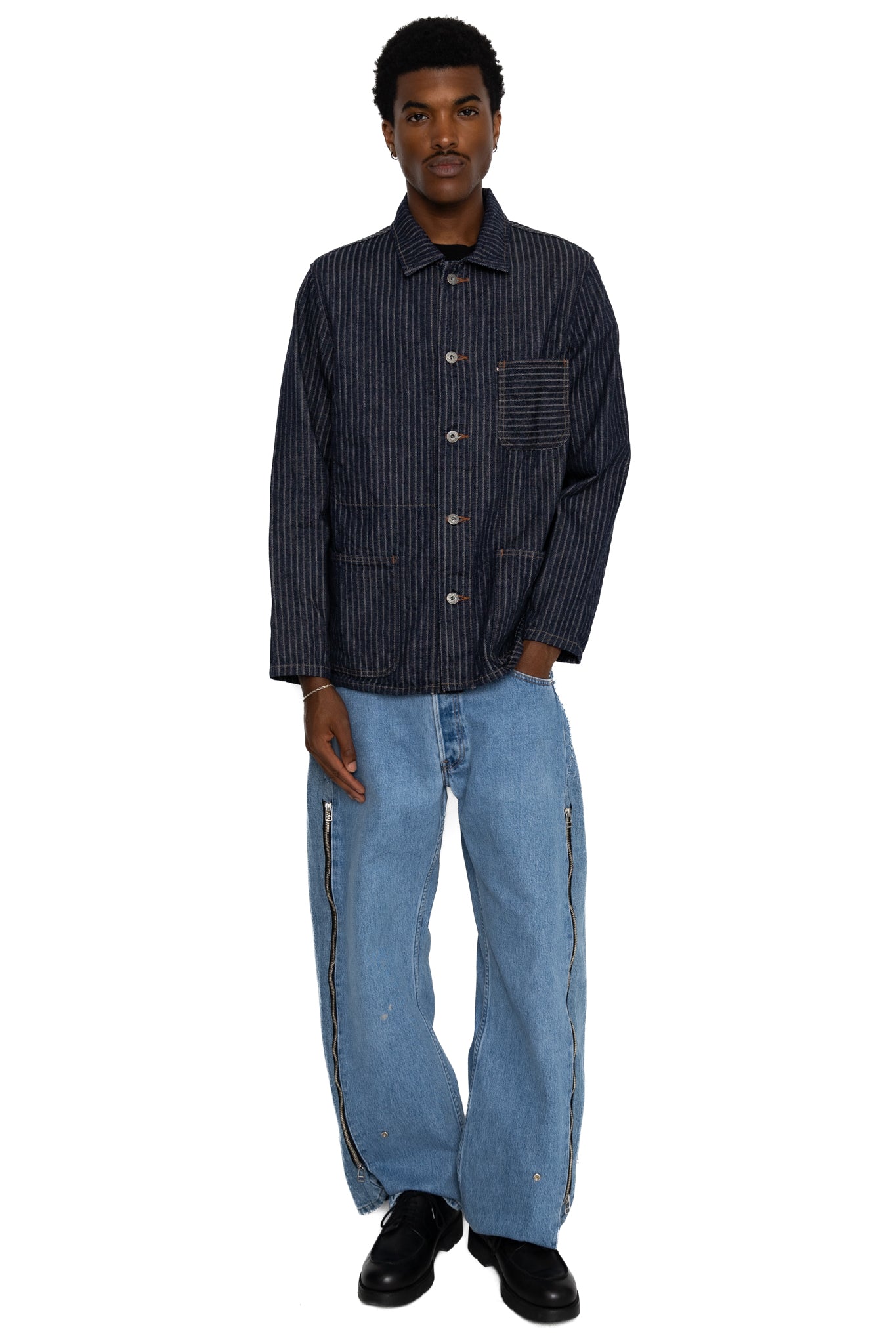 03501-HJS Drop-Needle Stitching Jacquard Striped Denim Coverall