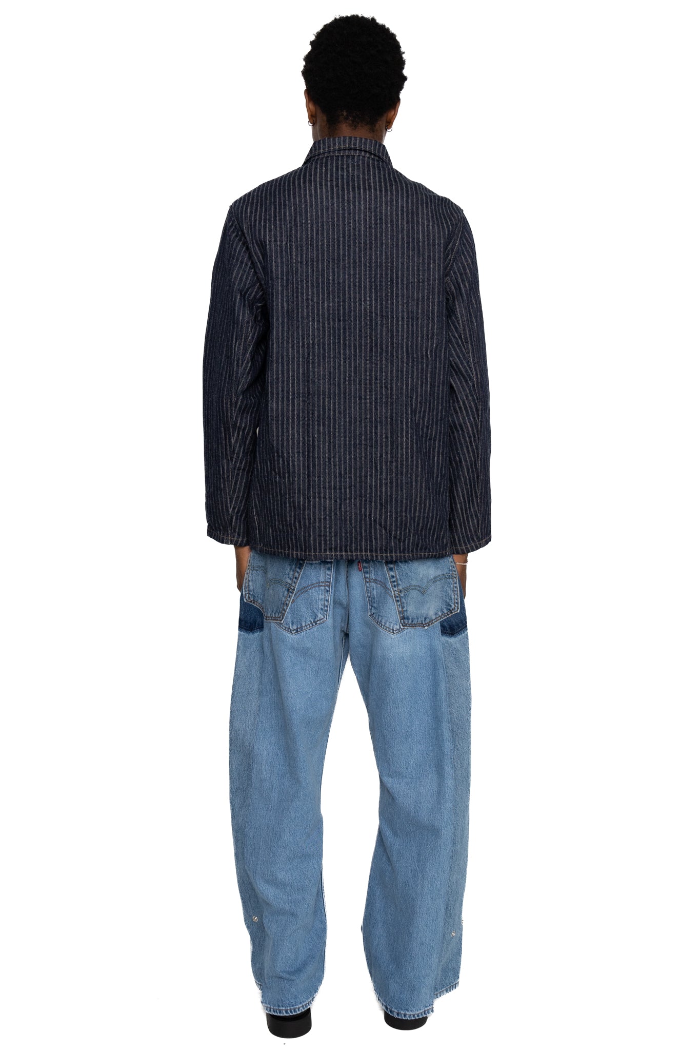 03501-HJS Drop-Needle Stitching Jacquard Striped Denim Coverall