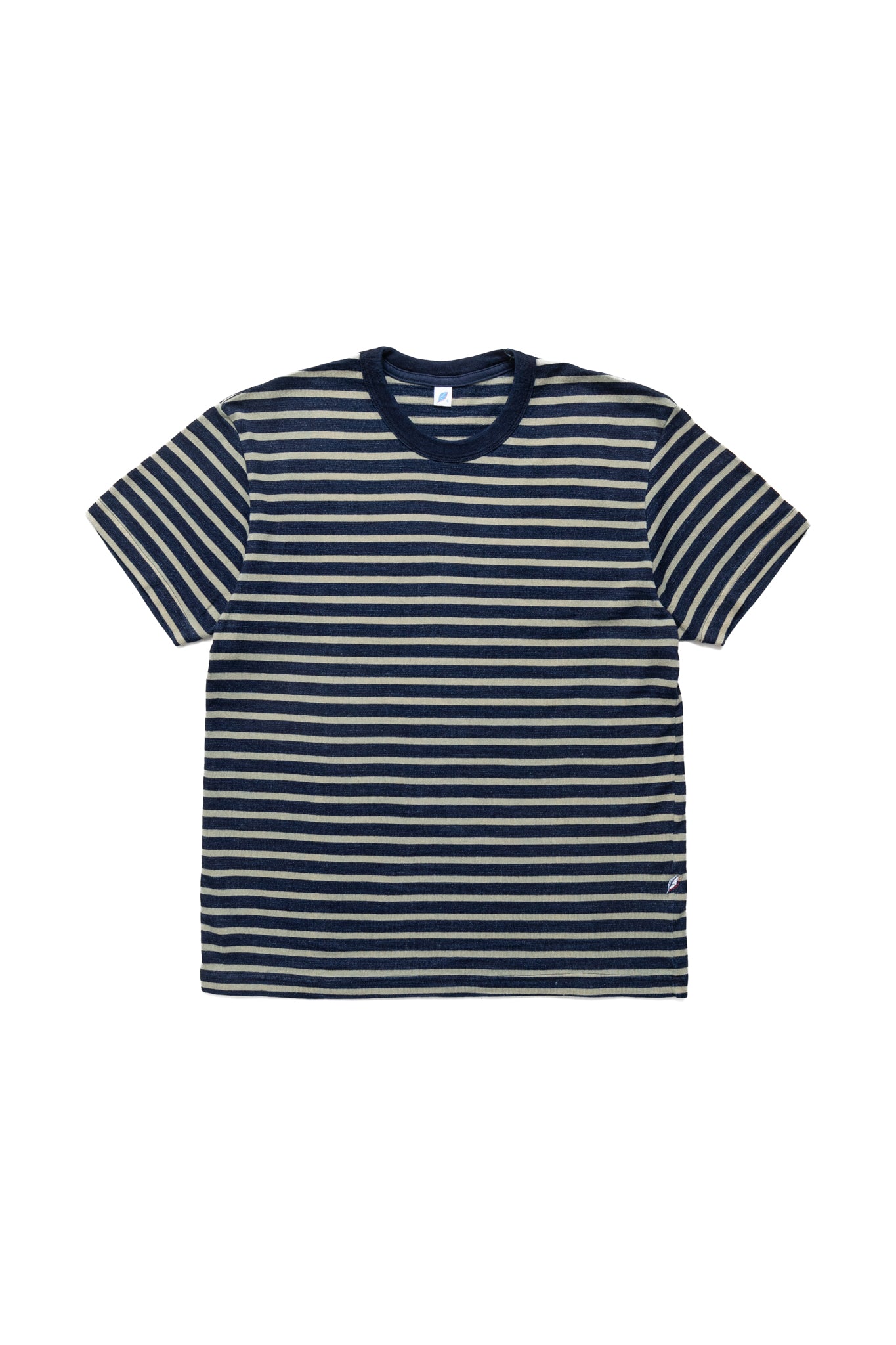 Heavy Weight Striped T-Shirt - Indigo x Beige