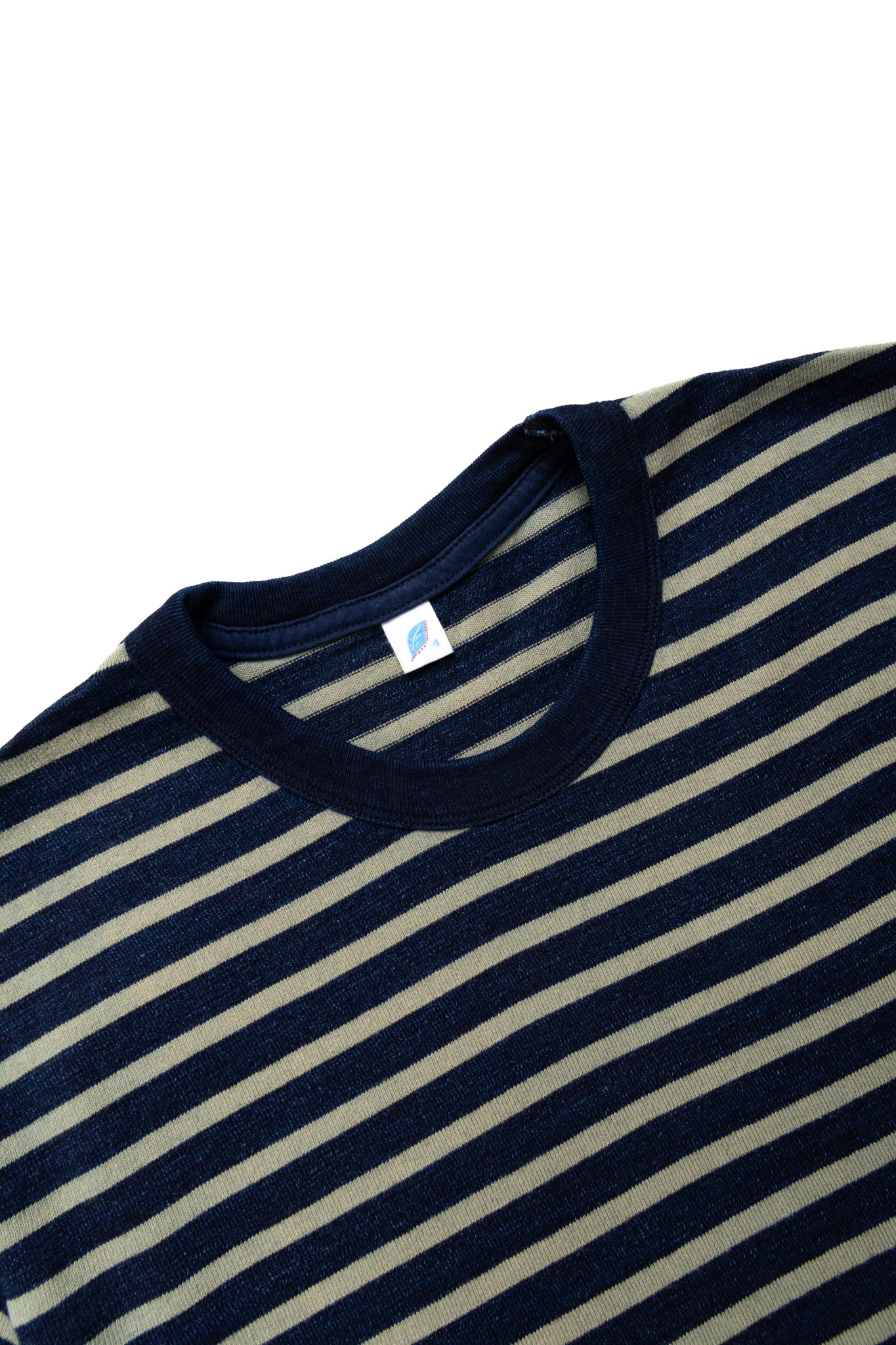 Heavy Weight Striped T-Shirt - Indigo x Beige