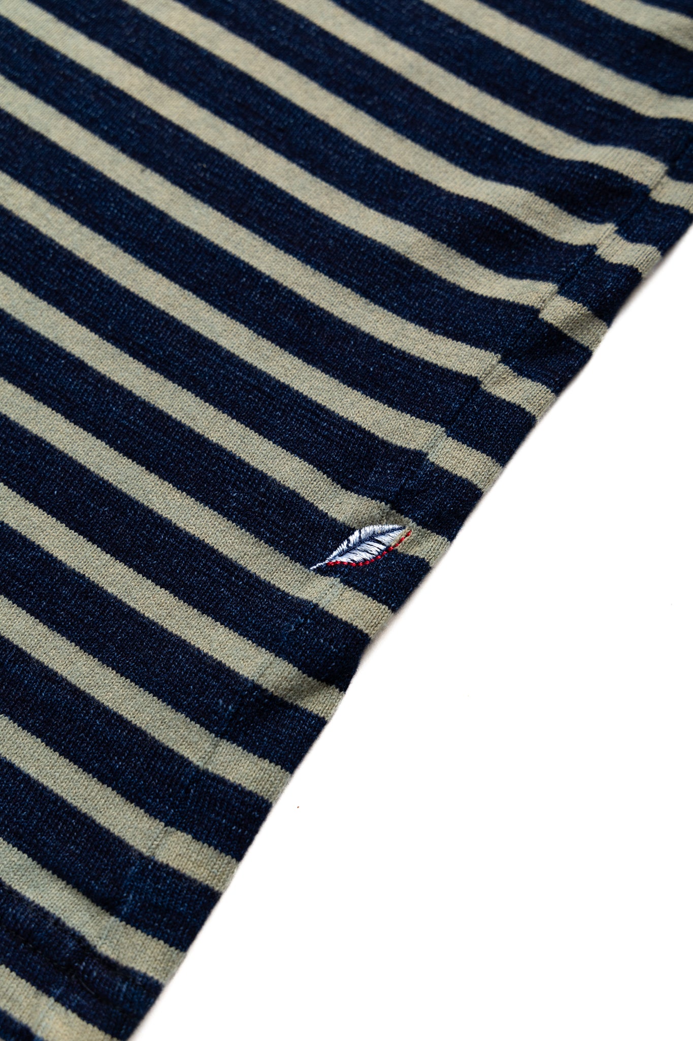 Heavy Weight Striped T-Shirt - Indigo x Beige