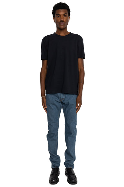 Indigo Jersey Crew Neck T-shirt - Indigo x Black