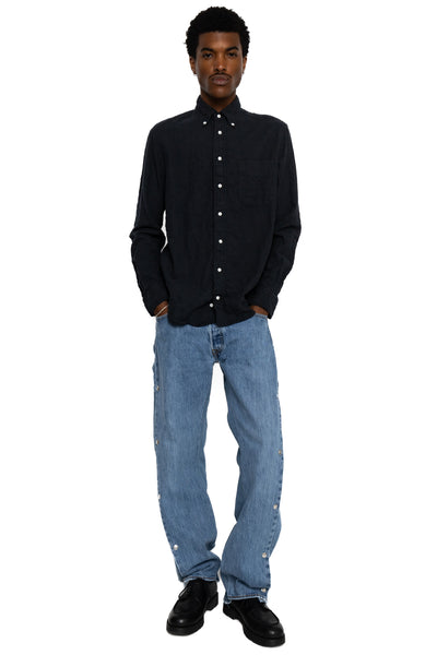 L/S BD Shirt Brushed Winter Sheersucker - Black