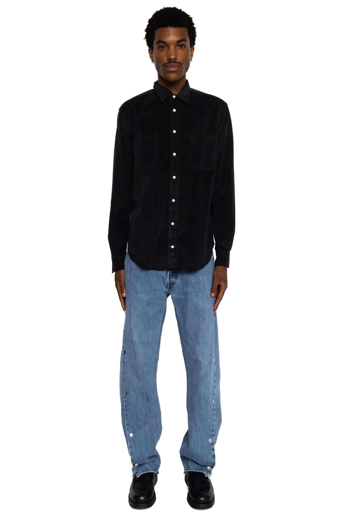 L/S 2 Pocket Work Shirt - Black Corduroy