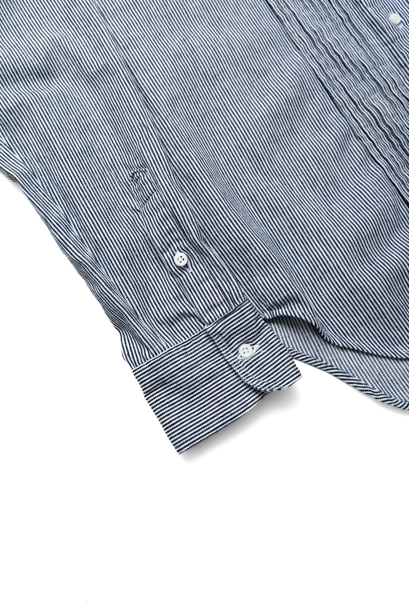 10 Pleat Tuxedo Shirt With BD Collar - Railroad Stripe Denim