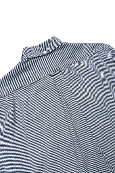 10 Pleat Tuxedo Shirt With BD Collar - Railroad Stripe Denim