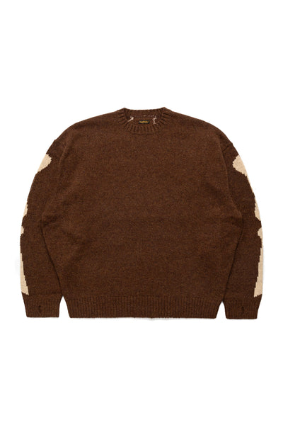 5G Wool BONE Crew Sweater - Brown