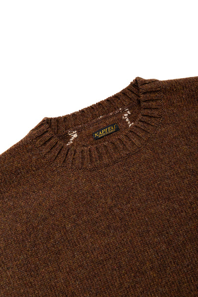 5G Wool BONE Crew Sweater - Brown