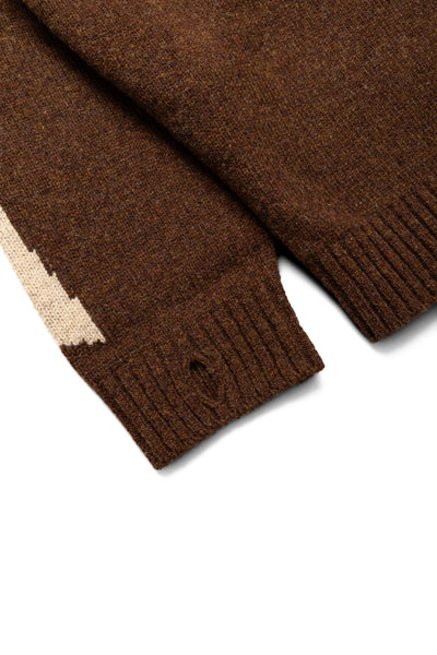 5G Wool BONE Crew Sweater - Brown