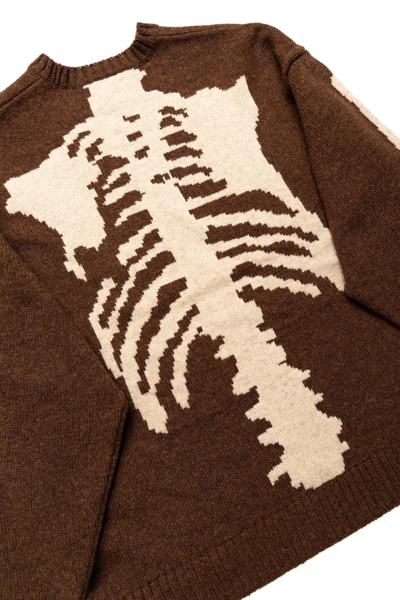 5G Wool BONE Crew Sweater - Brown