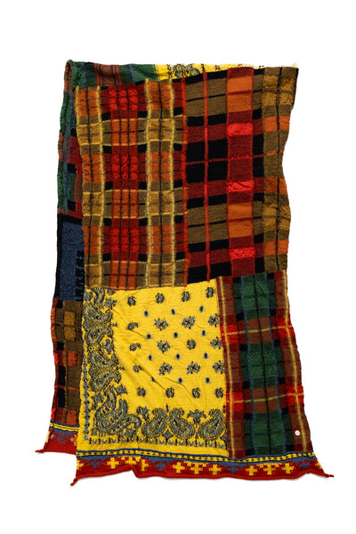 Fulling Wool Scarf (TARTAN CHECK BANDANA PATCH) - Yellow