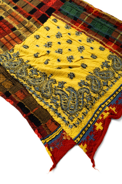 Fulling Wool Scarf (TARTAN CHECK BANDANA PATCH) - Yellow