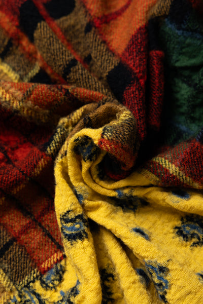 Fulling Wool Scarf (TARTAN CHECK BANDANA PATCH) - Yellow