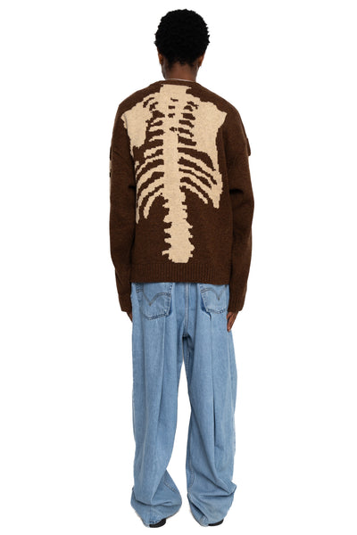 5G Wool BONE Crew Sweater - Brown