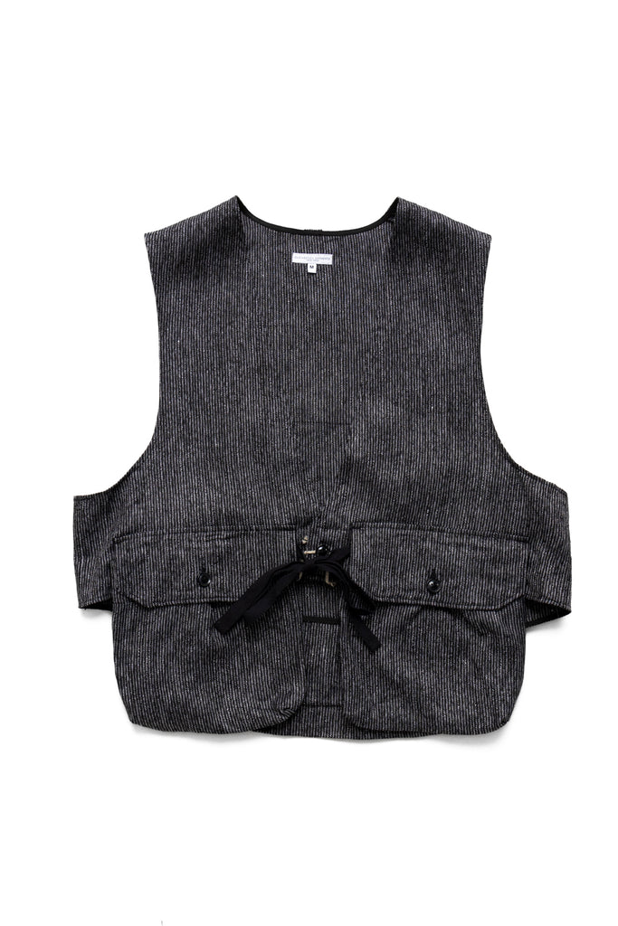 Engineered Garments Fowl Vest Linen Stripe - Black/Grey – BLUE IN